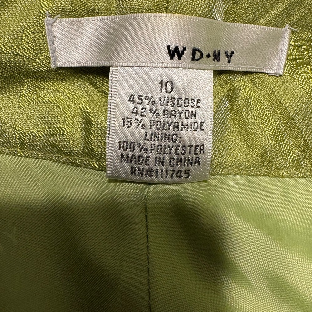 WD.NY Light Green Brocade Pants, Size 10 - Picture 3 of 3
